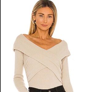 Free People Marley Off The Shoulder Rib Top Cream XL